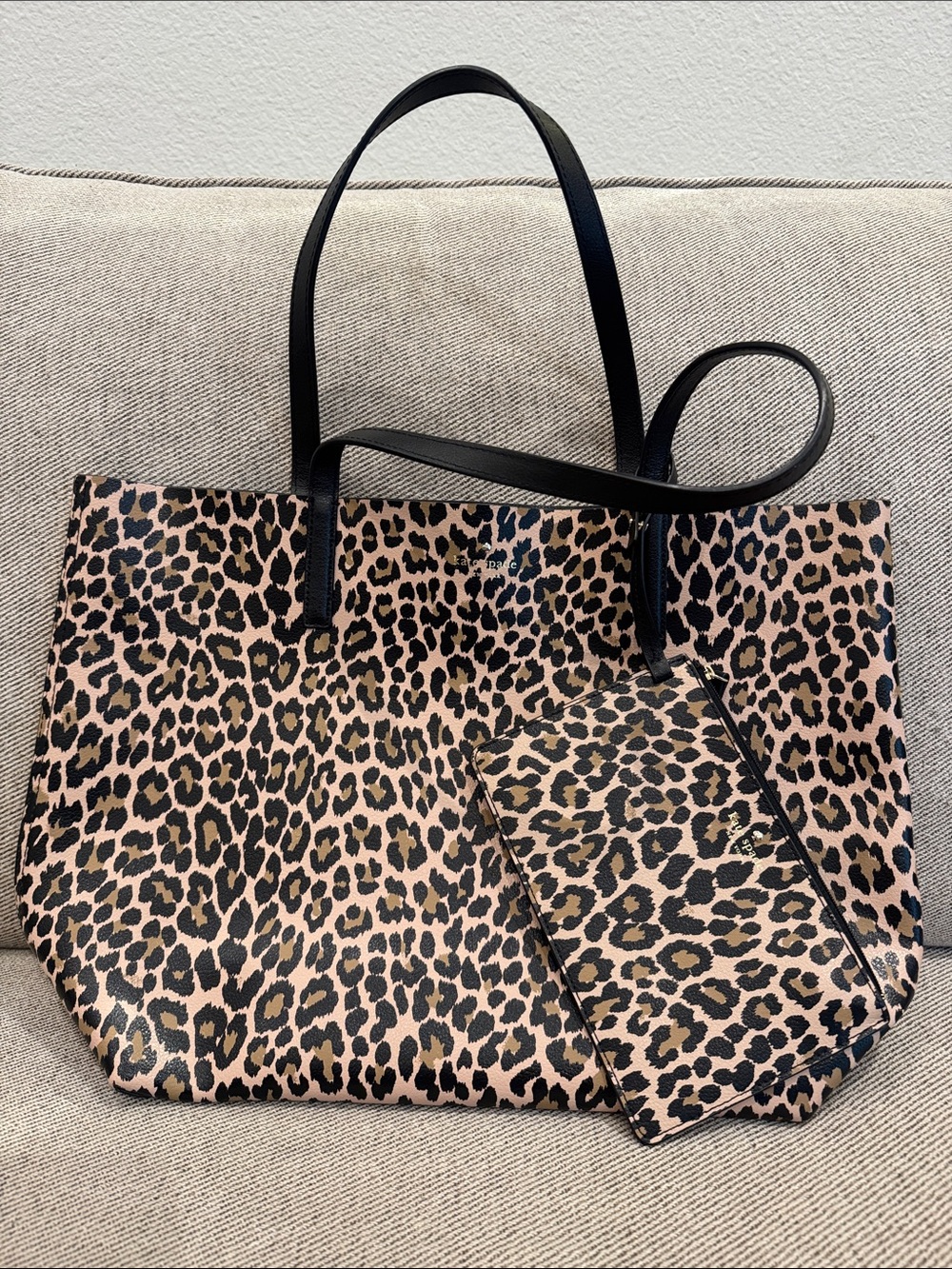 kate spade Leopard Print Tote with removable pouch